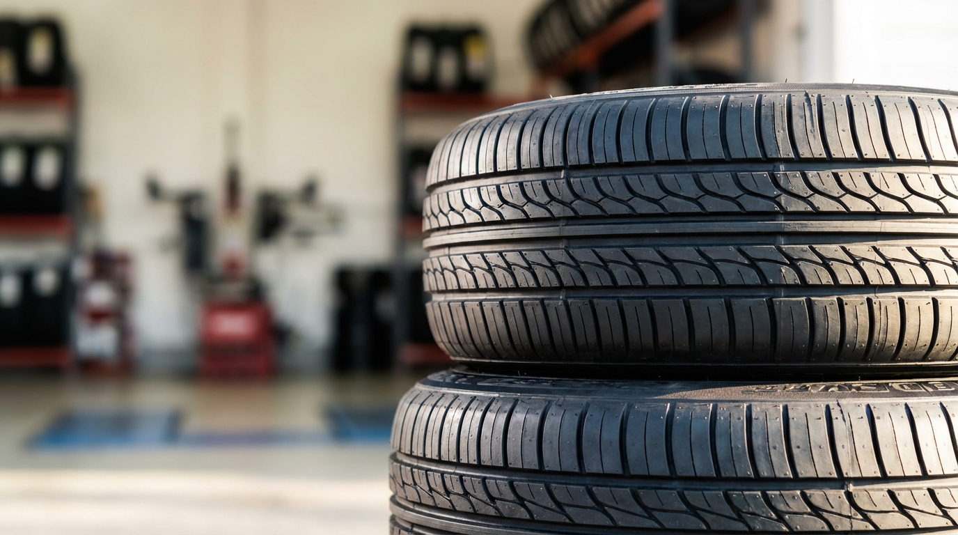 Close-up detail of premium tire tread